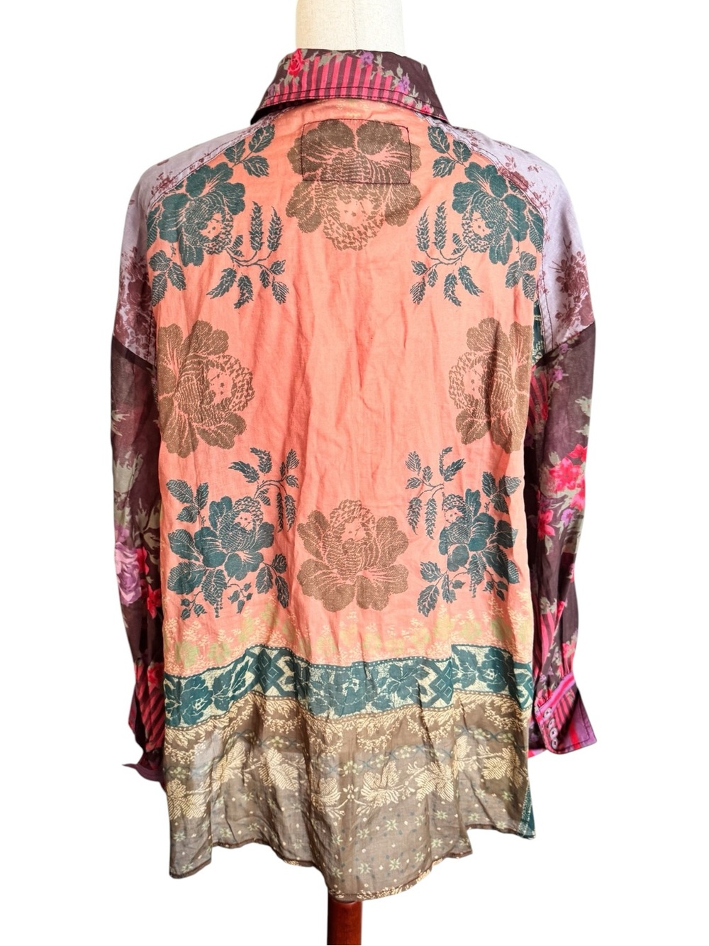 Free People Mixed Floral Patchwork Button-Down in Multi Colors - Picture 3 of 6